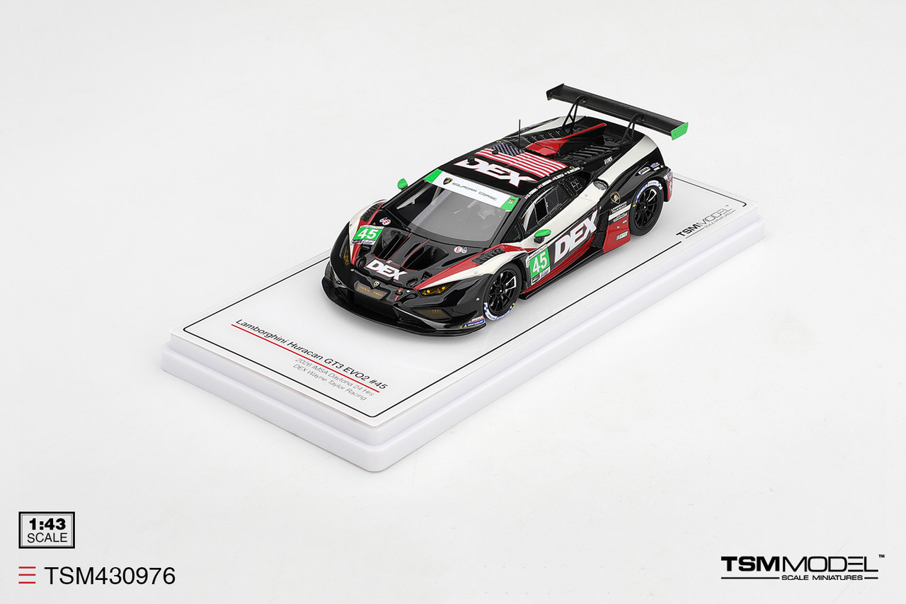 1/43 TSM 2026 Lamborghini Huracan GT3 EVO2 #45 DEX Wayne Taylor Racing 2026 IMSA Daytona 24 Hrs Car Model