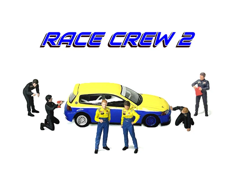 "Race Crew #2" 6 piece Diecast Figure Set (6 Figures) Limited Edition for 1/64 Scale Models by American Diorama