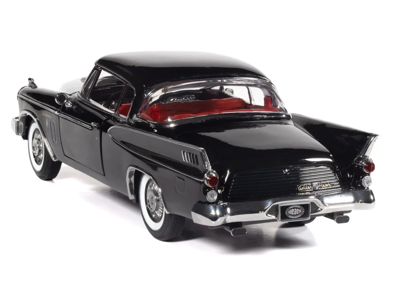 1957 Studebaker Golden Hawk Midnight Black with Red Interior 1/18 Diecast Model by Auto World