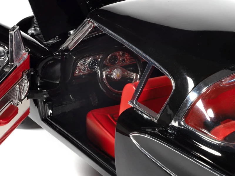 1957 Studebaker Golden Hawk Midnight Black with Red Interior 1/18 Diecast Model by Auto World
