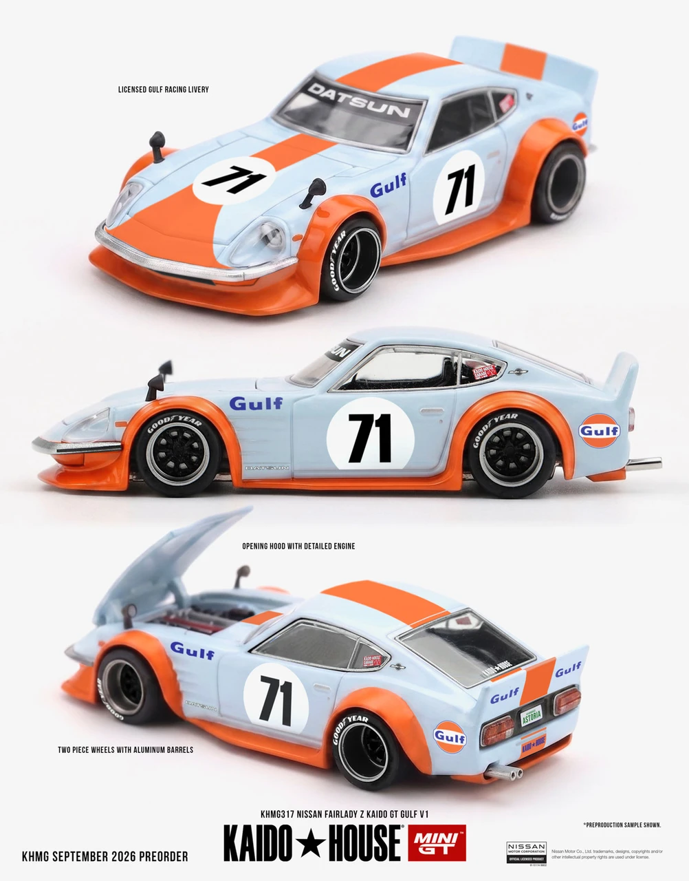 1/64 Kaido House Nissan Fairlady Z Kaido GT GULF V1 #71 Diecast Car Model
