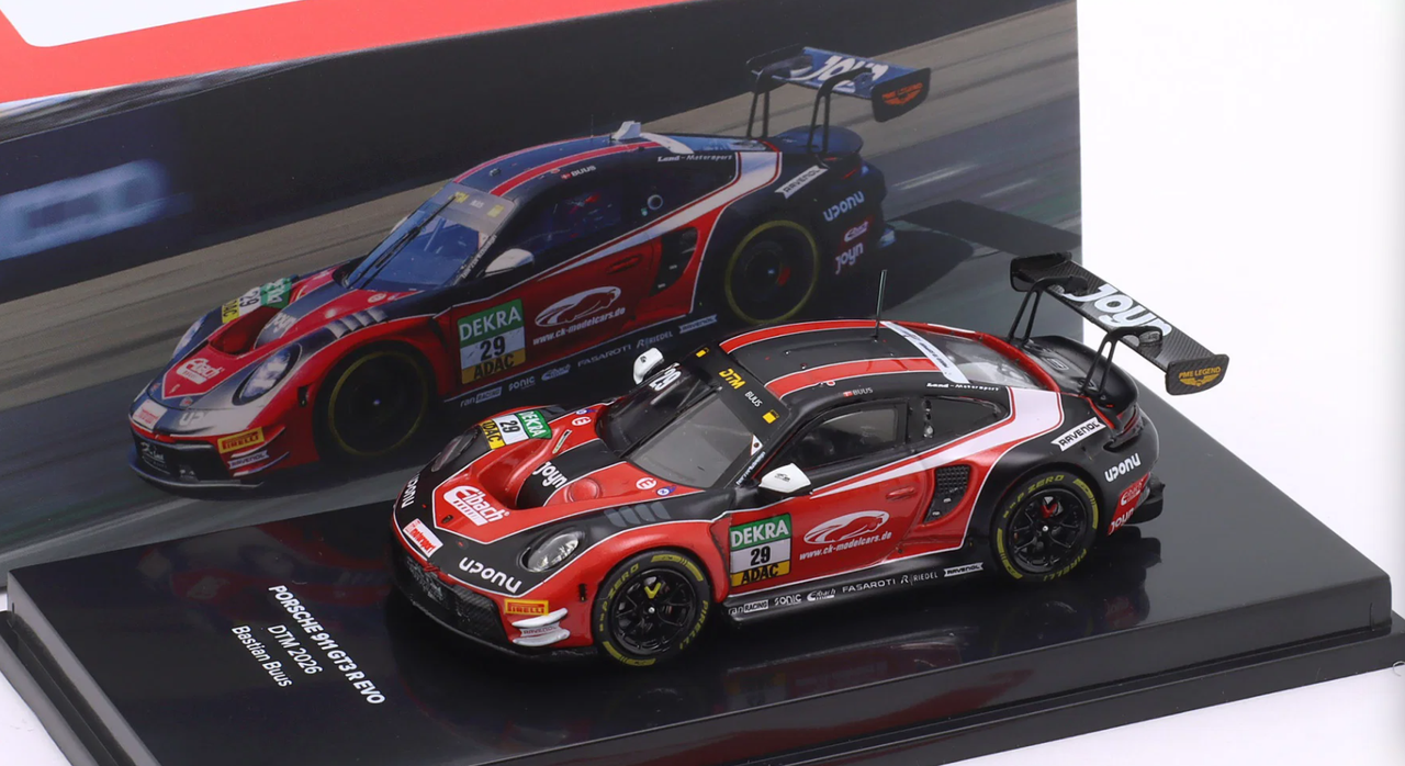 1/64 Ixo Porsche 911 GT3 R #29 DTM 2026 Bastian Buus Land Motorsport Diecast Car Model
