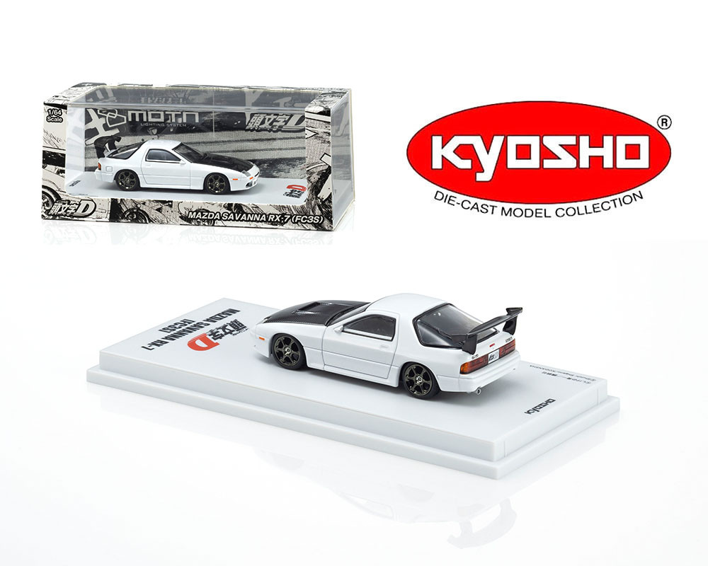 1/64 Kyosho Initial D Mazda Savanna RX-7 (FC3S) (White) Diecast Car Model (MOTN LED Compatible)