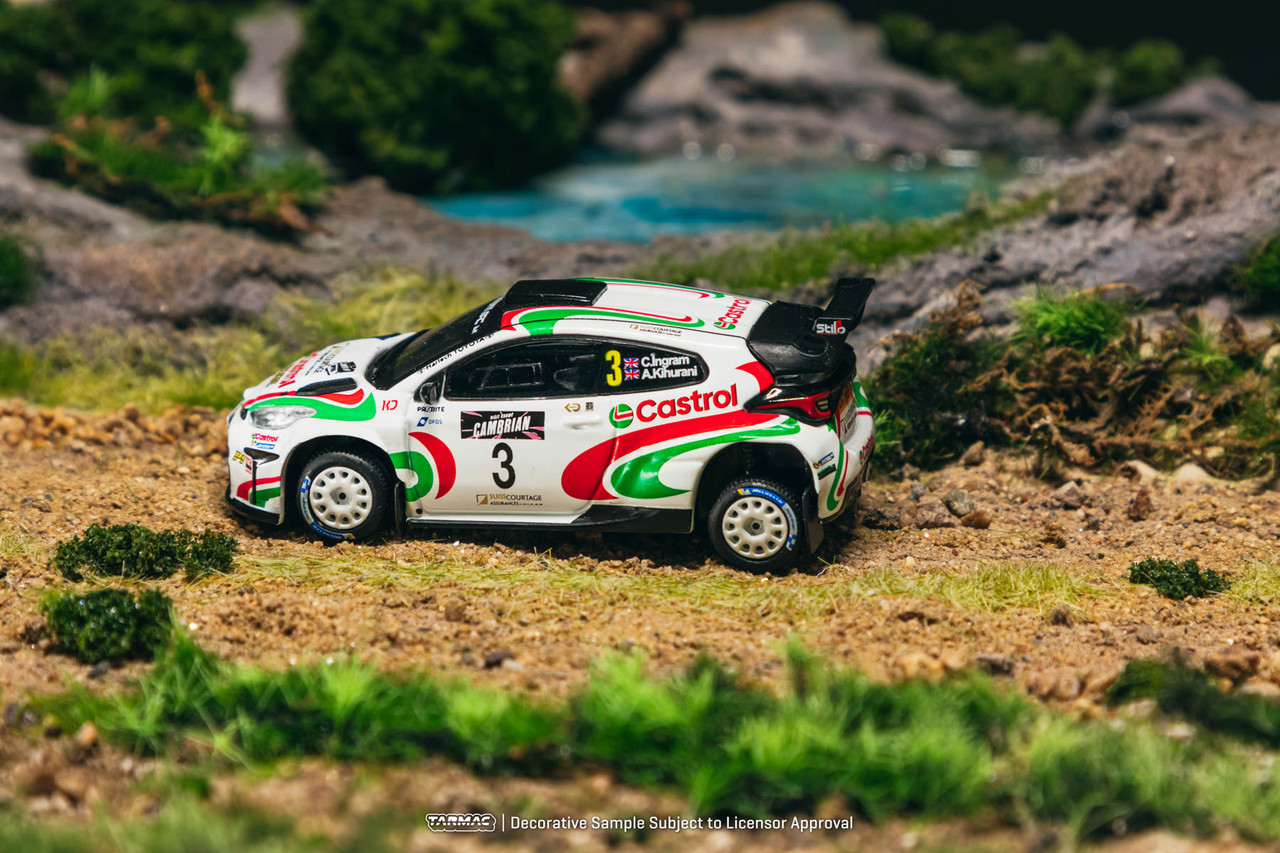 1/64 Tarmac Works Toyota GR Yaris Rally2 British Rally Championship 2024 Champion Chris Ingram, Alex Kihurani Diecast Car Model with 1 Pack of 2 Collectible Trading Cards