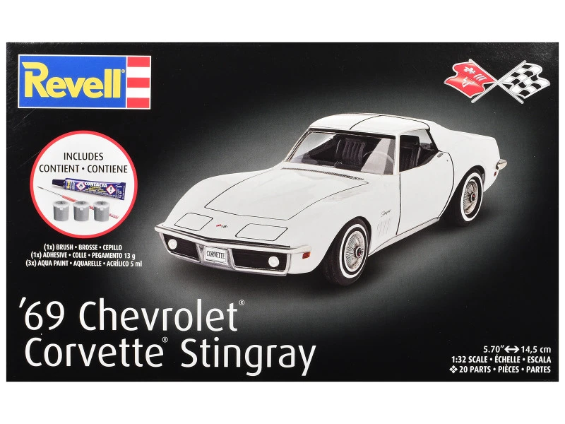 Level 3 Model Kit 1969 Chevrolet Corvette Stingray All-Included Kit 1/32 Scale Model by Revell