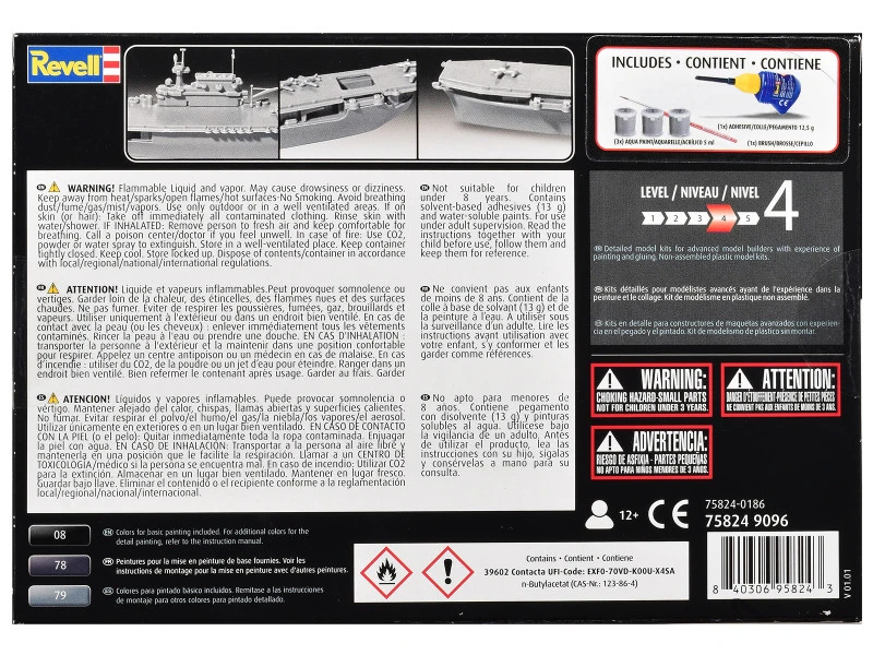 Level 4 Model Kit U.S.S. Enterprise CV-6 Aircraft Carrier All-Included Kit 1/1200 Scale Model by Revell