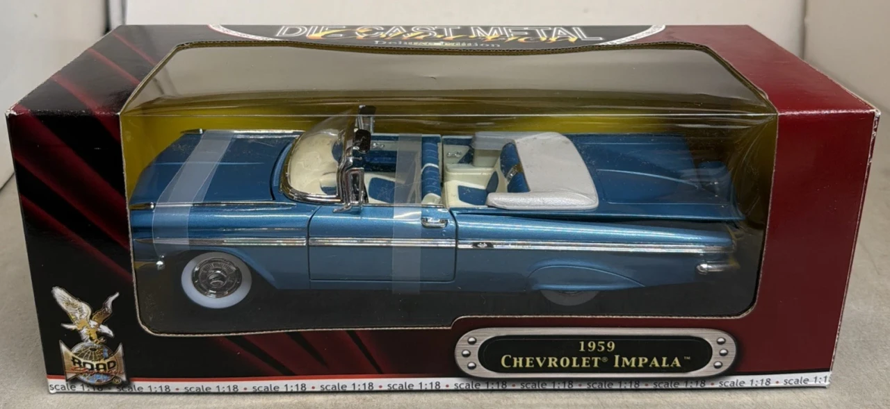 1/18 Road Signature 1959 Chevrolet Impala Convertible (Blue) Diecast Car Model