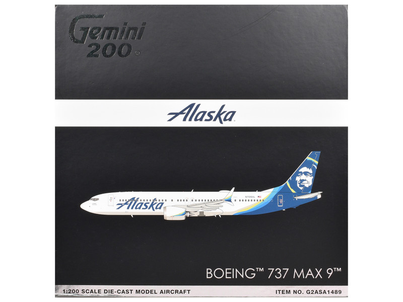 Boeing 737 MAX 9 Commercial Aircraft "Alaska Airlines" (N708AL) White with Blue Tail "Gemini 200" Series 1/200 Diecast Model Airplane by GeminiJets