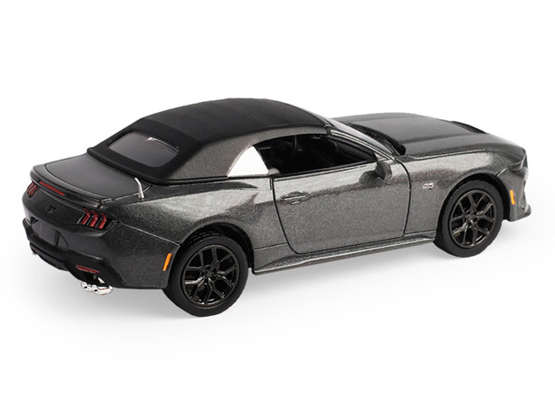 2024 Ford Mustang GT 5.0 Convertible Dark Matter Gray Metallic with Black Soft Top "Stampede" Series 2 1/64 Diecast Model Car by Greenlight