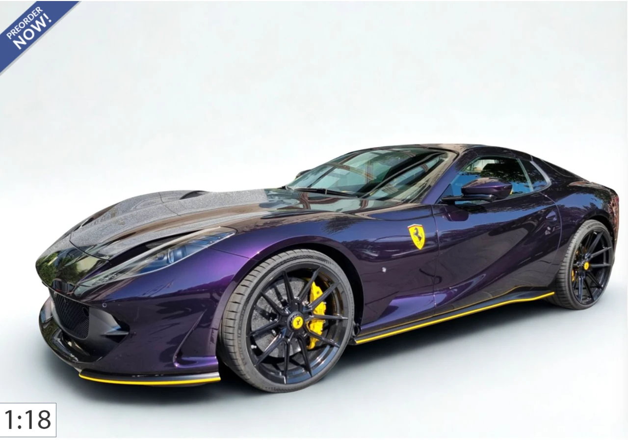 1/18 BBR Ferrari 812 GTS (Hong Kong Purple with Yellow Accent) Car Model Limited 18 Pieces