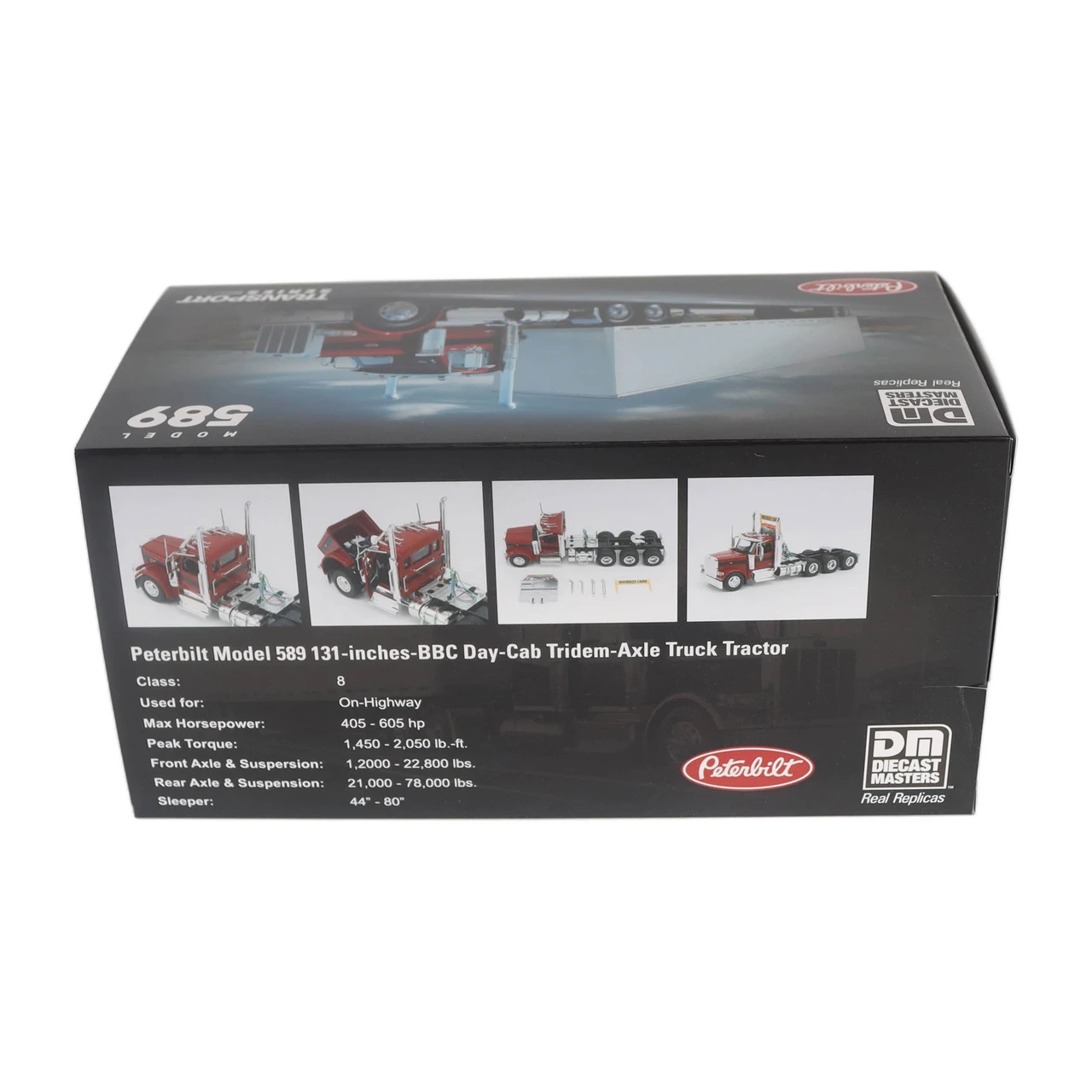 1/50 Diecast Masters Peterbilt Model 589 131-inches-BBC Day-Cab Tridem-Axle Truck Tractor (Legendary Red) Diecast Model