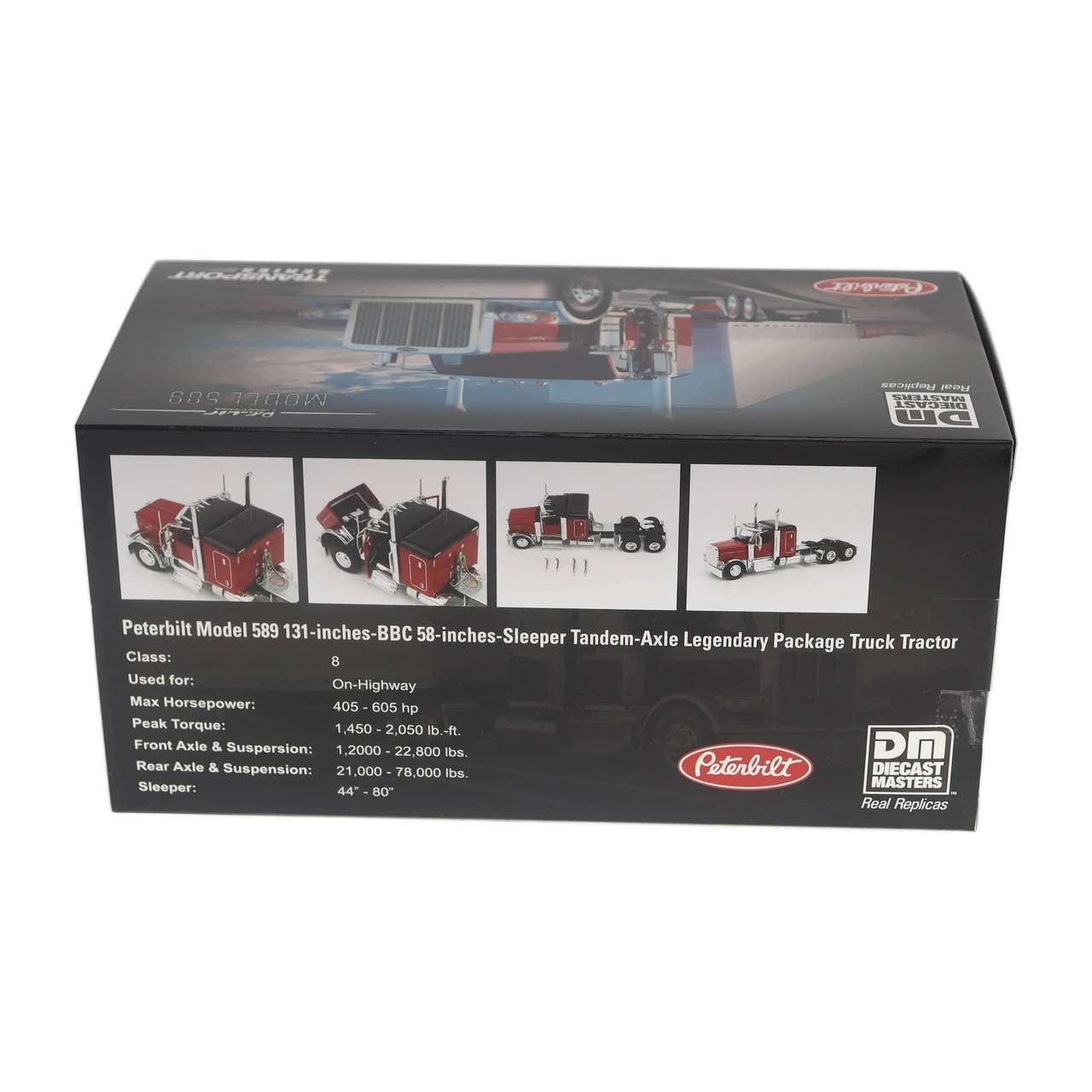 1/50 Diecast Masters Peterbilt Model 589 131-inches-BBC 58-inches-Sleeper Tandem-Axle Legendary Package Truck Tractor (Legendary Red) Diecast Model