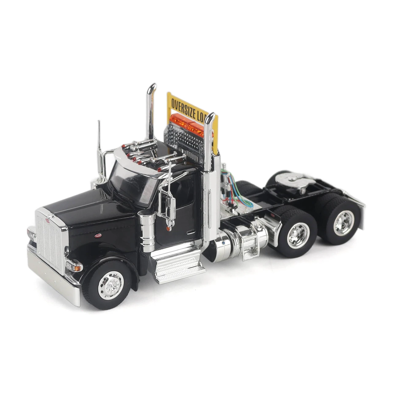 1/50 Diecast Masters Peterbilt Model 589 131-inches-BBC Day-Cab Tandem-Axle Truck Tractor (Black) Diecast Model