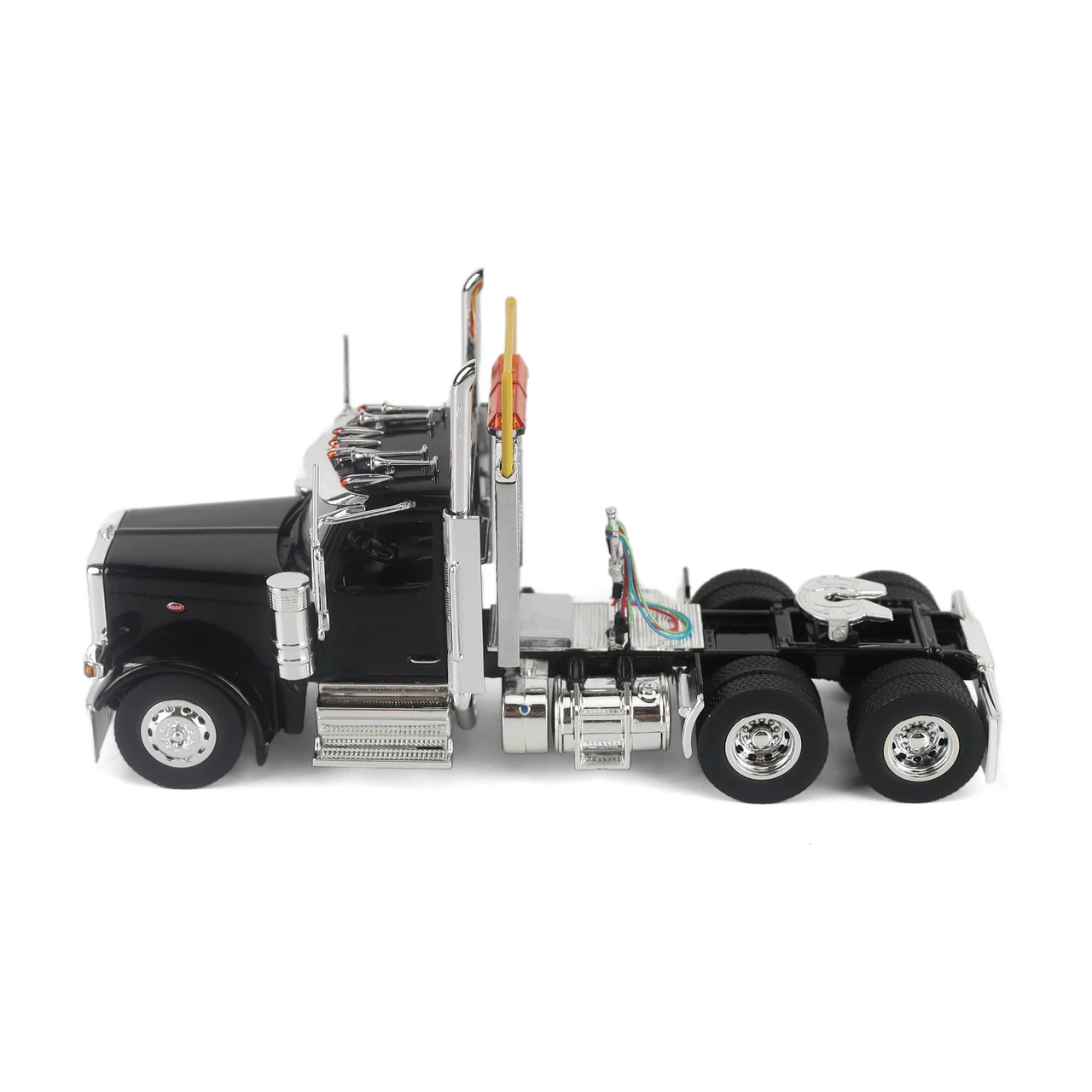 1/50 Diecast Masters Peterbilt Model 589 131-inches-BBC Day-Cab Tandem-Axle Truck Tractor (Black) Diecast Model