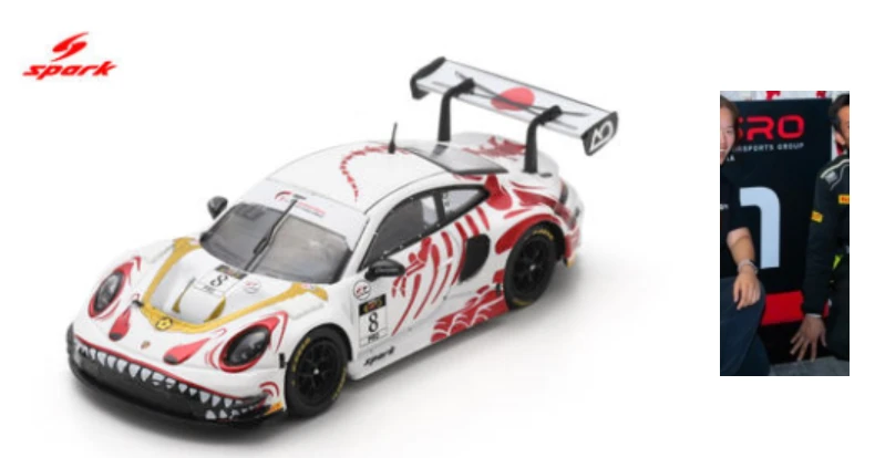 1/18 Spark 2026 Porsche GT3 R #8 AO Racing Winner Suzuka 1000km L. Heinrich - A. Picariello - J. Andlauer Car Model with Pit Board
