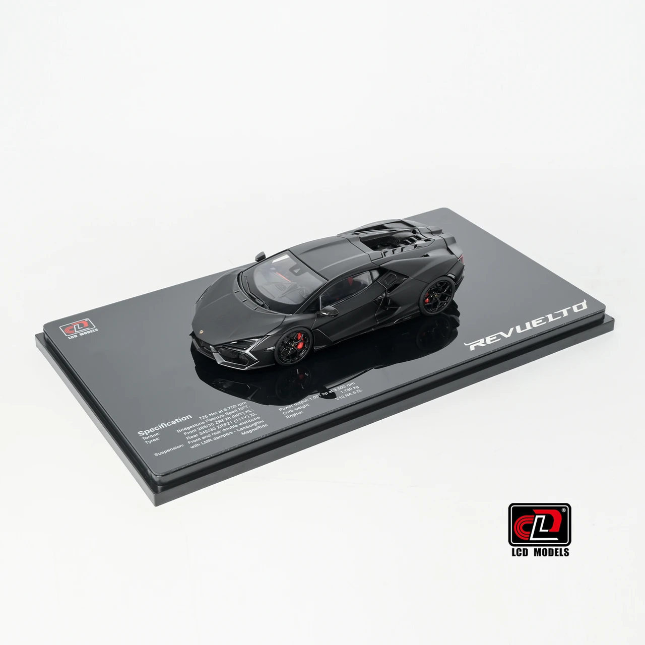 1/43 LCD Lamborghini Revuelto (Matte Black) Diecast Car Model