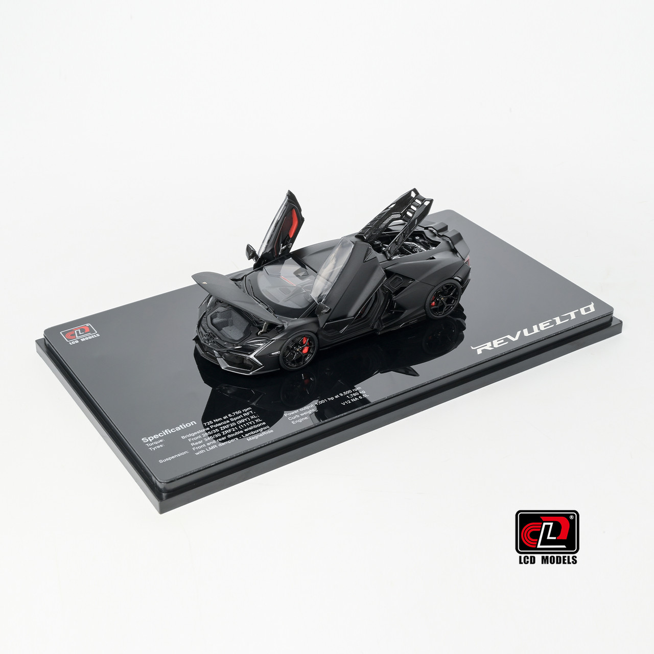 1/43 LCD Lamborghini Revuelto (Matte Black) Diecast Car Model