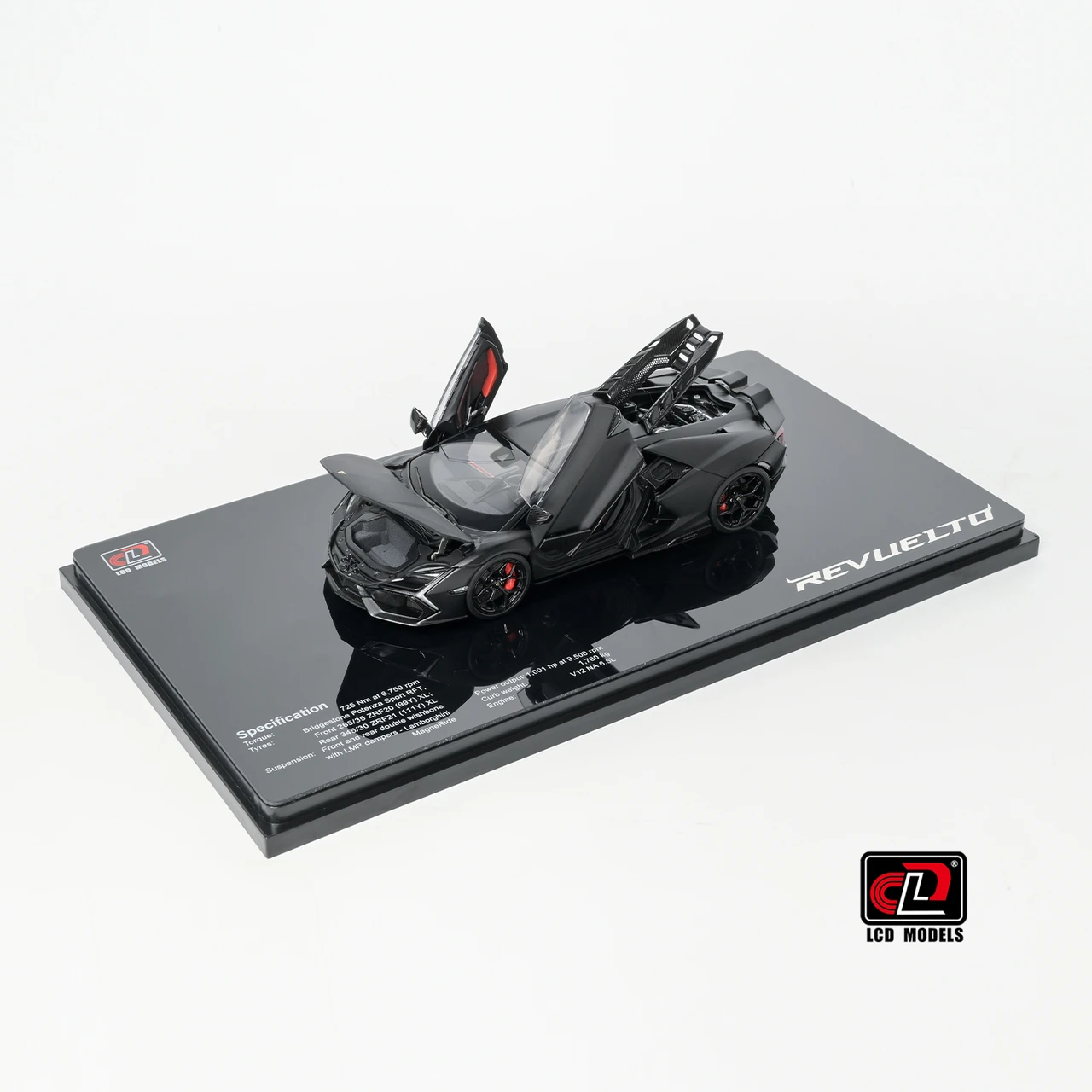 1/43 LCD Lamborghini Revuelto (Matte Black) Diecast Car Model