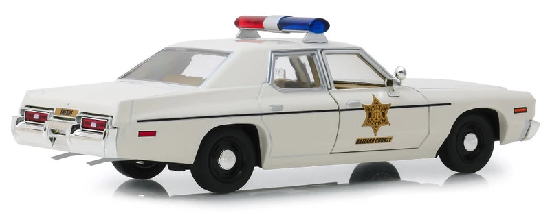 LIGHT CRACKED AS-IS 1/24 Greenlight 1975 Dodge Monaco Cream "Hazzard County Sheriff" Diecast Car Model