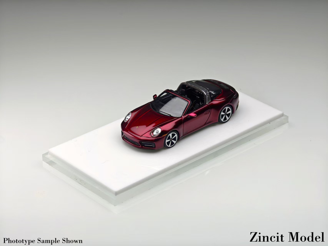 1/64 Zincit Model Porsche 911 (992) Targa (Dark Red) Diecast Car Model