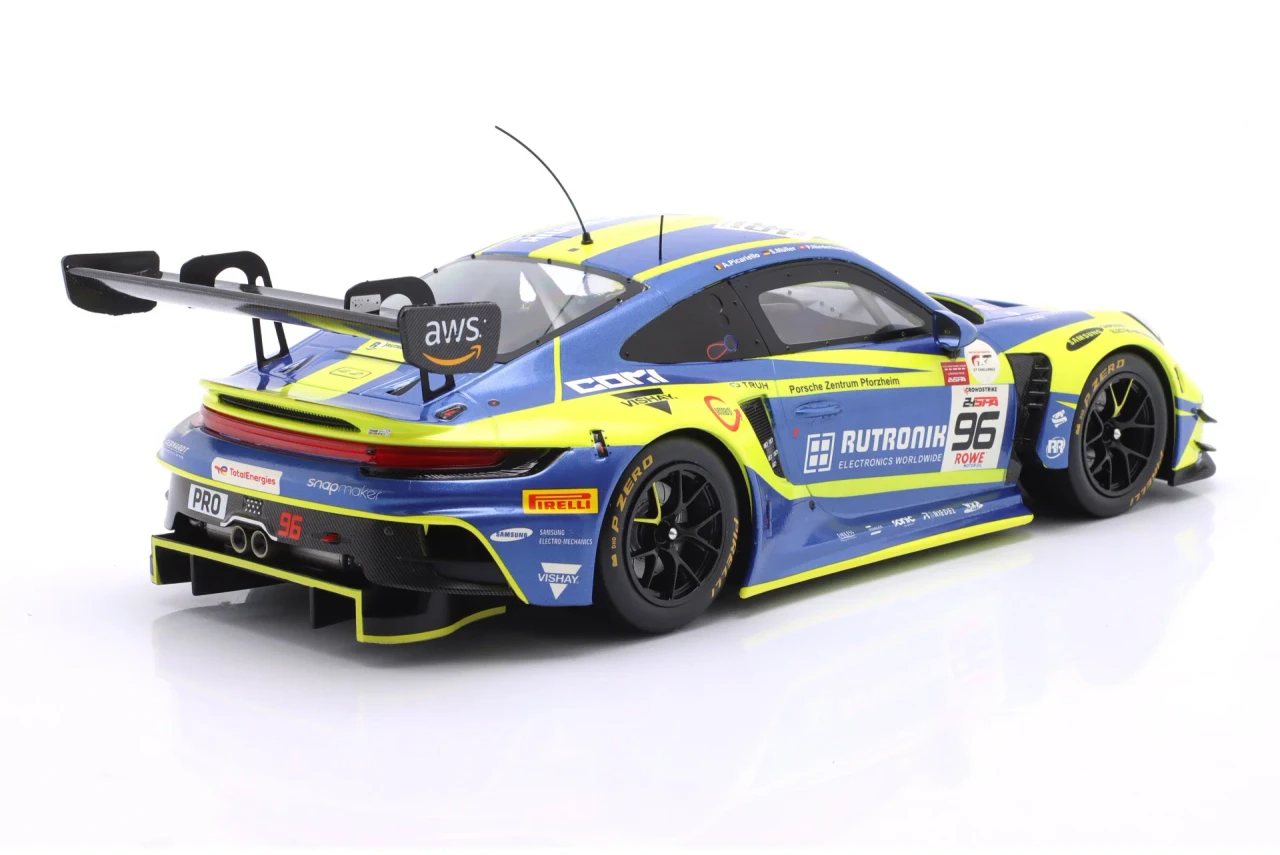 1/18 Ixo 2025 Porsche 911 GT3 R #96 2nd 24h Spa GTWC Endurance Champion Rutronik Racing Sven Müller, Patric Niederhauser, Alessio Picariello Diecast Car Model