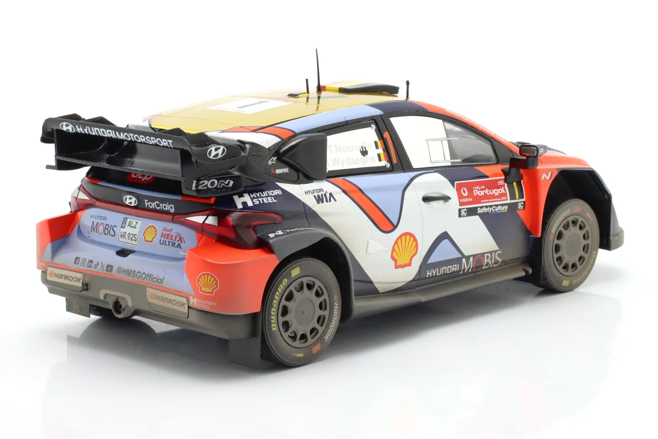1/18 Ixo 2025 Hyundai i20 N Rally1 #1 4th place Rally Portugal Hyundai Shell Mobis WRT Martijn Wydaeghe, Thierry Neuville Diecast Car Model