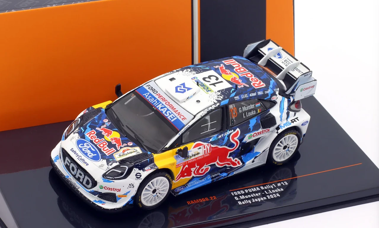 1/43 Ixo 2024 Ford Puma Rally1 #13 Rally Japan M-Sport Ford World Rally Team Louis Louka, Grégoire Munster Diecast Car Model