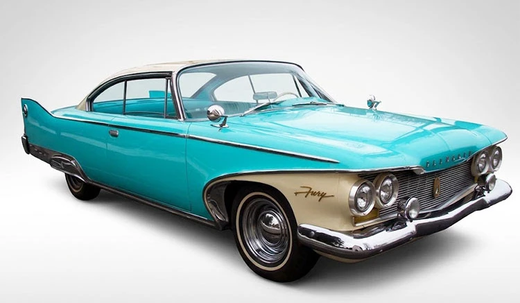 1/18 Sunstar 1960 Plymouth Fury Hard Top (Oyster White & Sky Blue) Diecast Car Model