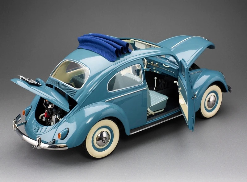 1/12 Sunstar 1958 Volkswagen Beetle Saloon Opening Roof (Fjord Blue) Diecast Car Model
