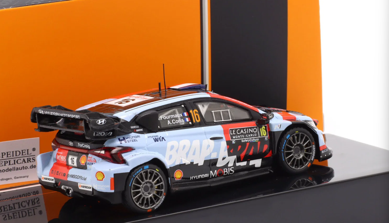 1/43 Ixo 2026 Hyundai i20 N Rally1 #16 4th Rallye Monte Carlo Hyundai Shell Mobis WRT Adrien Fourmaux, Alexandre Coria Diecast Car Model