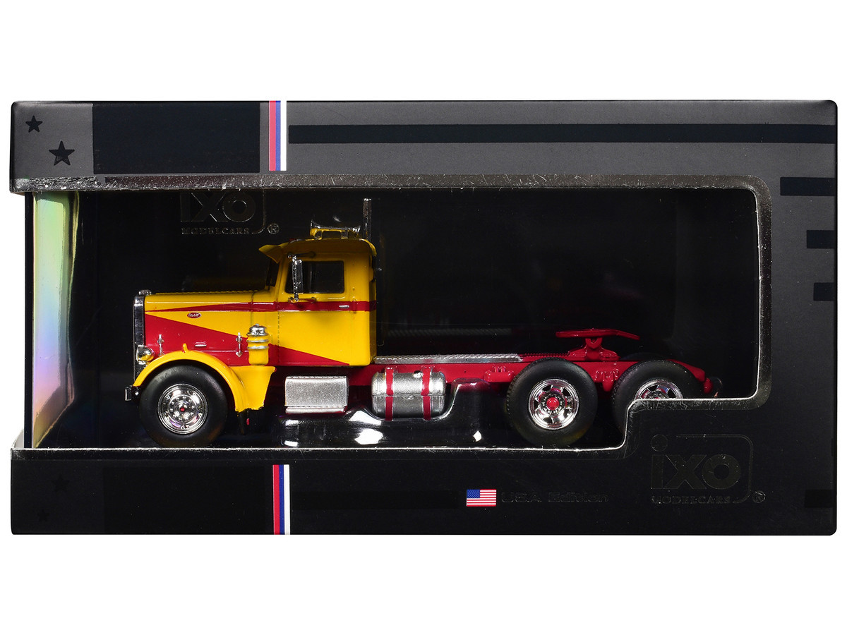 1/64 Ixo 1963 Peterbilt 381 Truck Tractor (Yellow with Red Graphics) Diecast Car Model