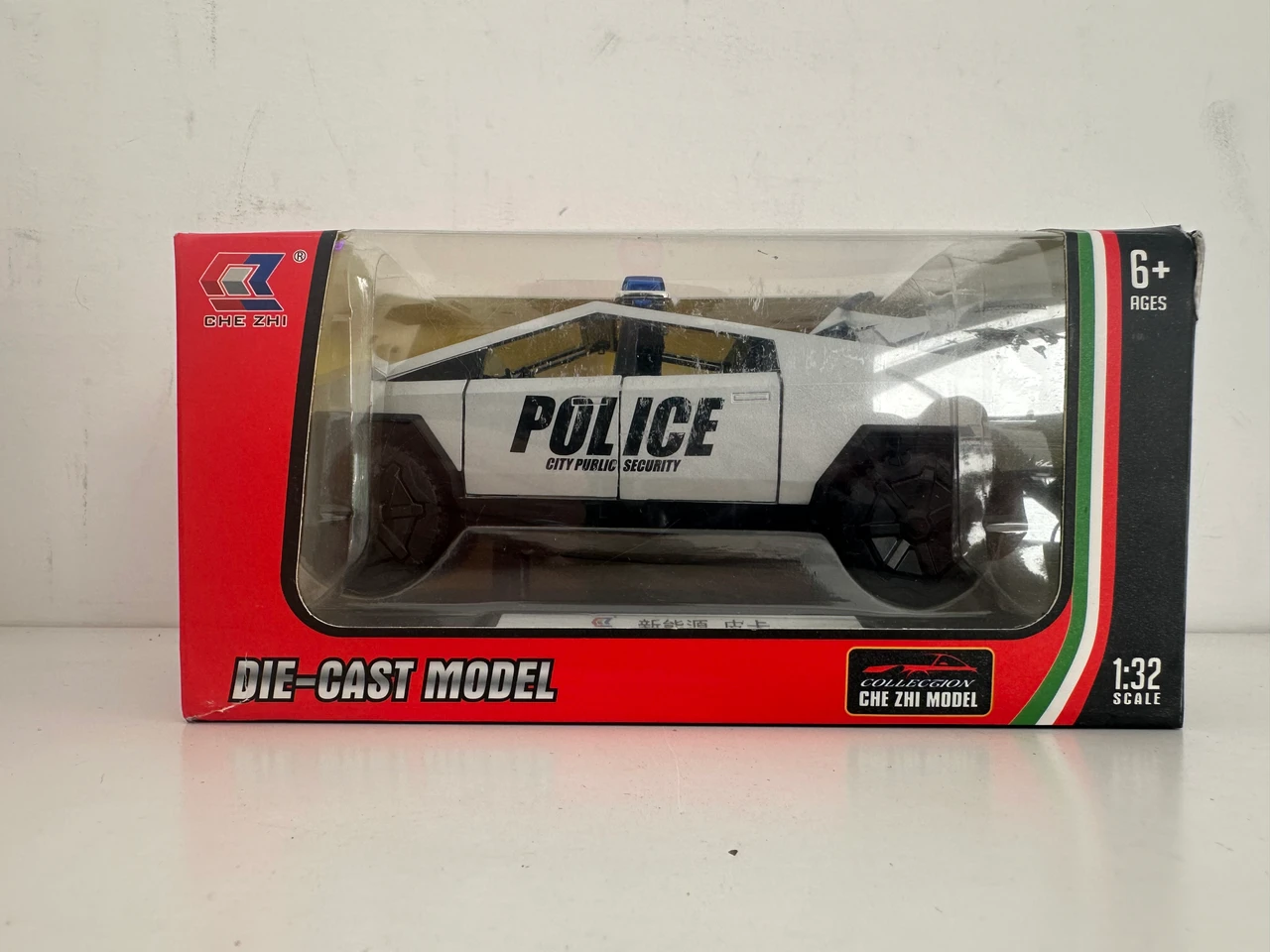 1/32 Tesla Cybertruck Police Car Model Toy with Sound & Light
