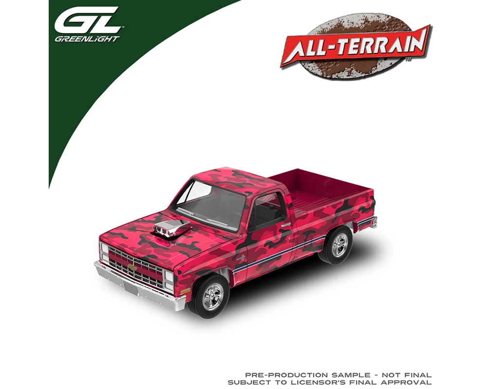 1/64 Greenlight 1985 Chevrolet Silverado with Blower (Pink Camouflage) Diecast Car Model