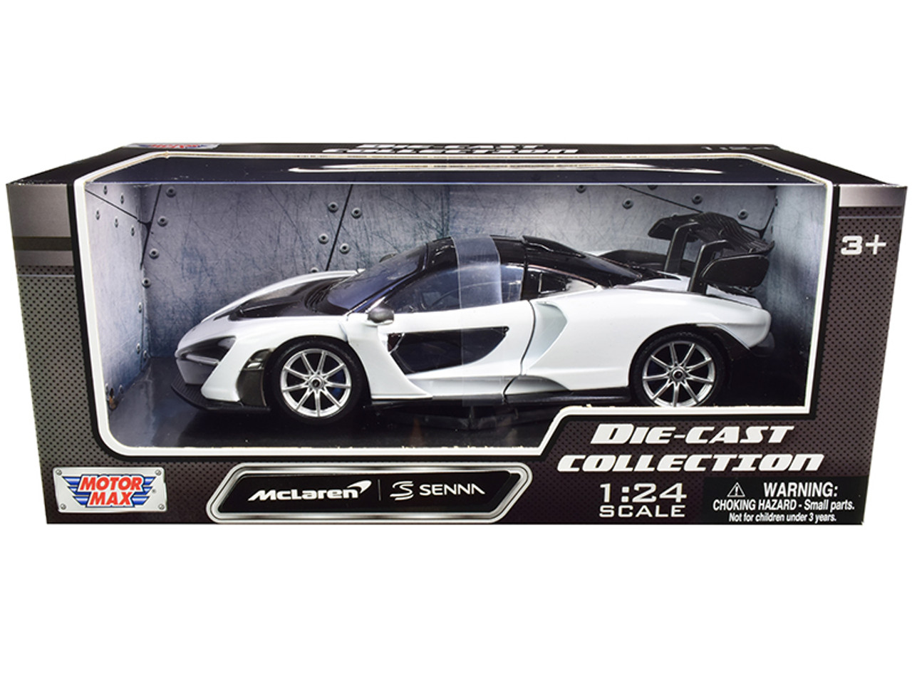 McLaren Senna White and Black 1/24 Diecast Model Car by Motormax