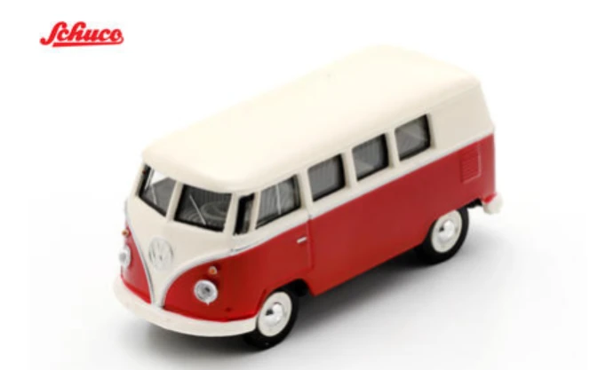 1/64 Schuco 1966 VW T1 Bus (Red & White) Diecast Car Model