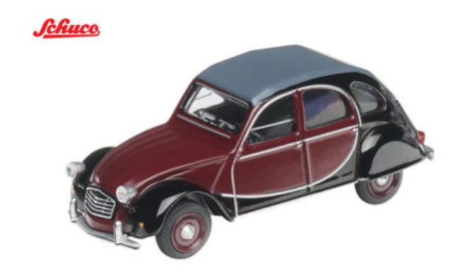 1/64 Schuco 1975 Citroën 2CV Charleston (Red & Black) Diecast Car Model