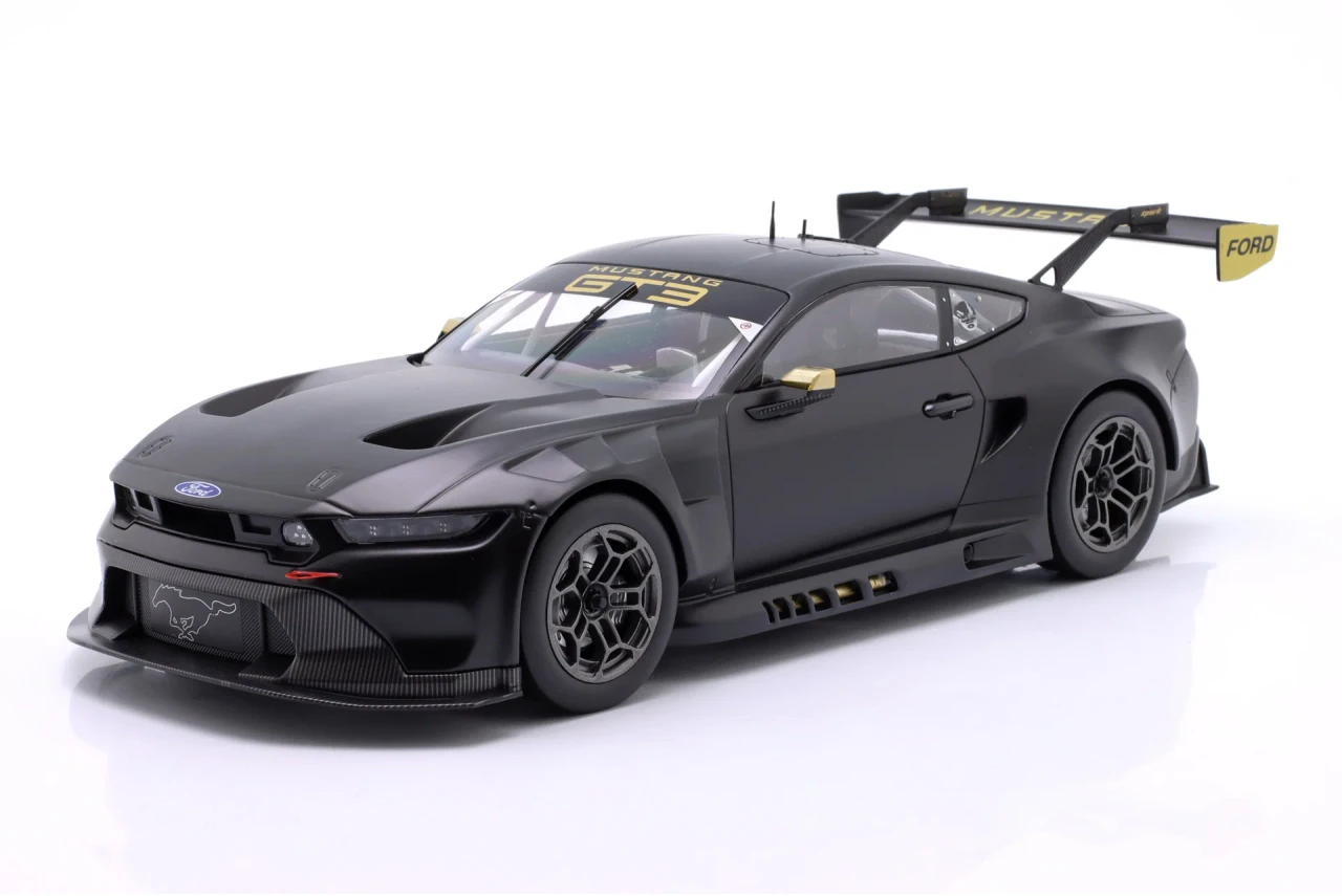 1/18 Ixo 2024 Ford Mustang GT3 Racing Spec Plain Body Version (Matte Black) Diecast Car Model