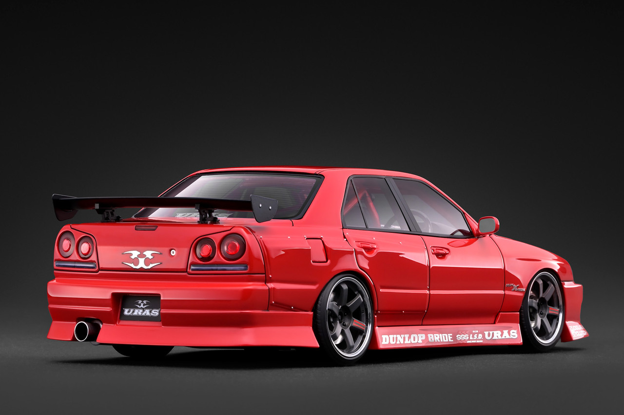 1/18 IG Ignition Model Nissan Skyline GT-R R34 URAS Skyline ER34 (Red Metallic) Car Model