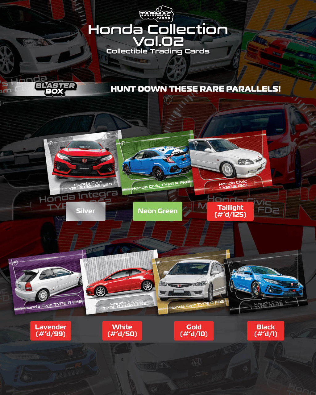 TW Tarmac Works 1 Pack of 4 Cards Honda Collection Vol.02-Blaster Box