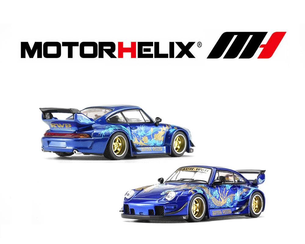 1/64 Motorhelix Porsche 911 RWB 993 Royal Ocean (Metallic Blue) Diecast Car Model