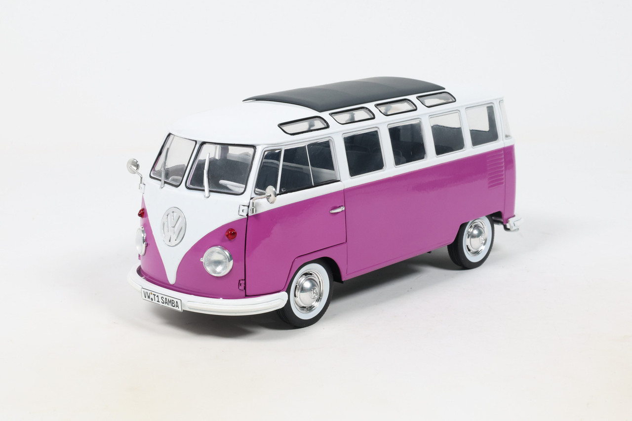 1/18 Solido 1962 Volkswagen T1 Samba Bus (Violet Purple & Blanc White) Diecast Car Model