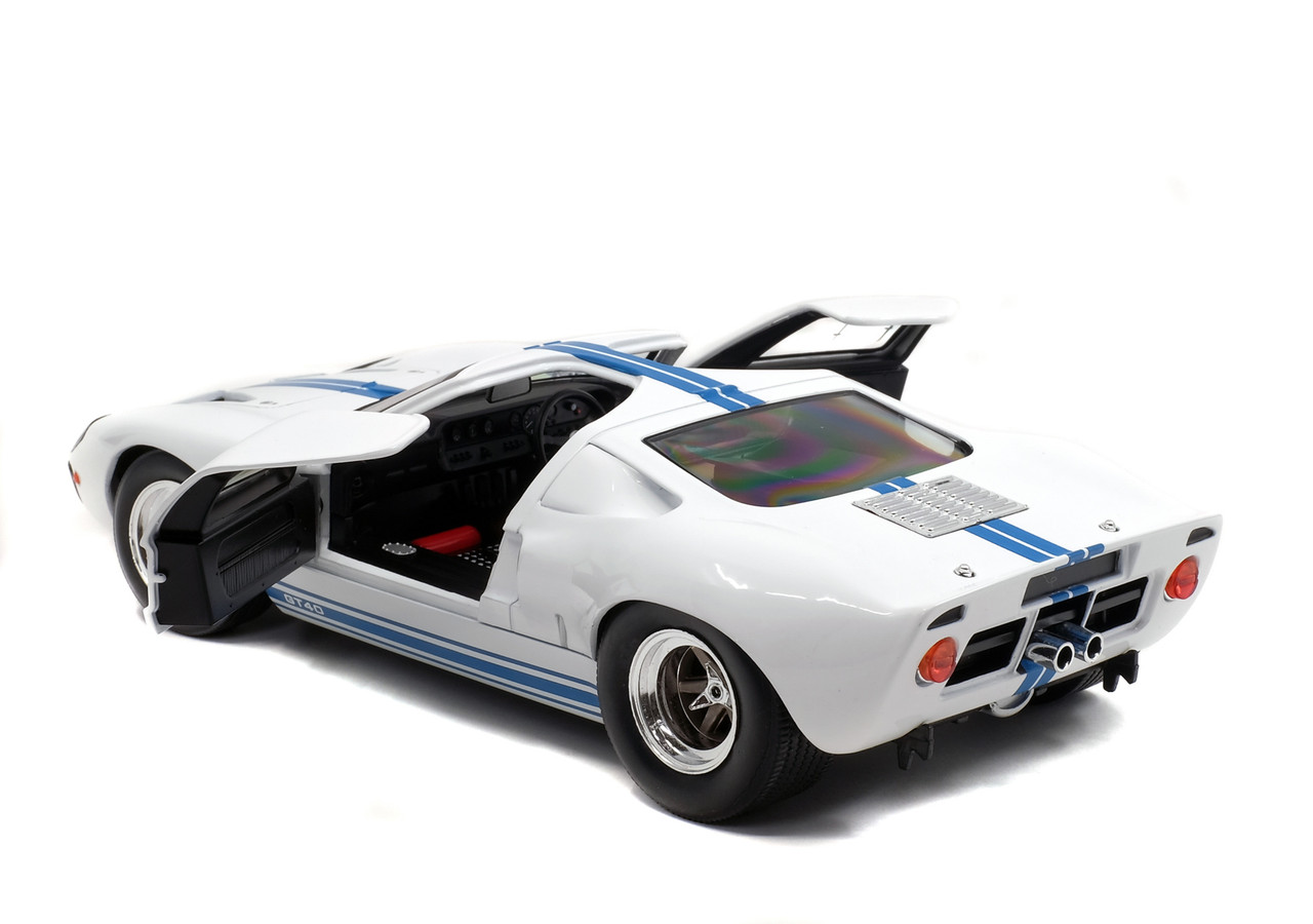 1/18 Solido 1968 Ford GT40 MK1 (White with Blue Stripes) Diecast Car Model