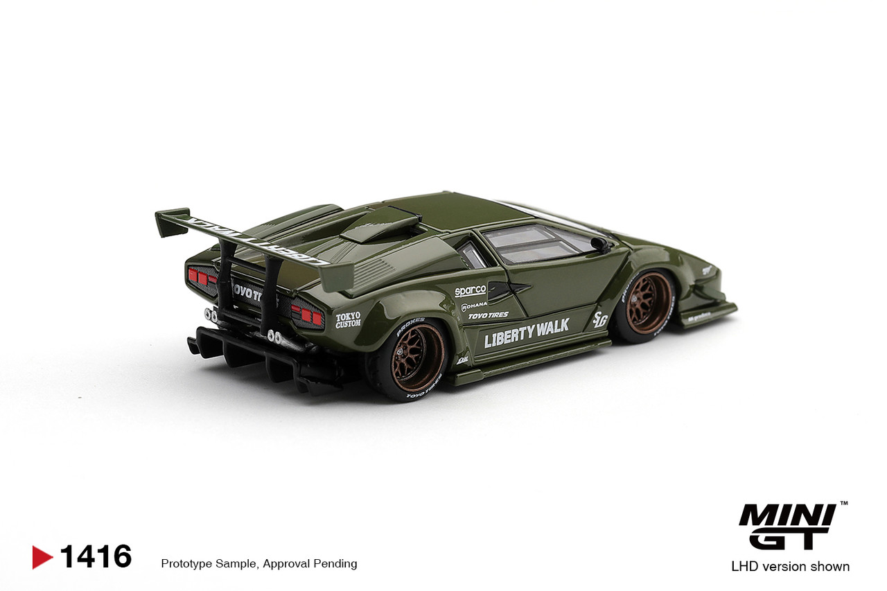 1/64 Mini GT Lamborghini Countach LB-WORKS (Army Green) Diecast Car Model