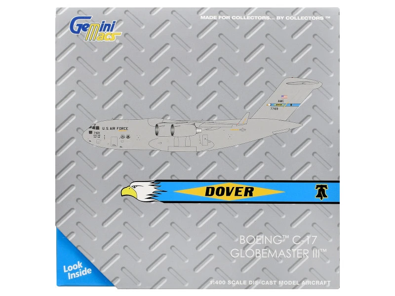 Boeing C-17 Globemaster III Transport Aircraft "Dover AFB" (77169) United States Air Force "Gemini Macs" Series 1/400 Diecast Model Airplane by GeminiJets
