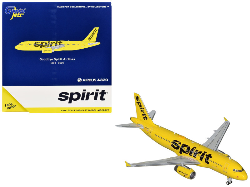 Airbus A320 Commercial Aircraft "Spirit Airlines" (N604NK) Yellow 1/400 Diecast Model Airplane by GeminiJets