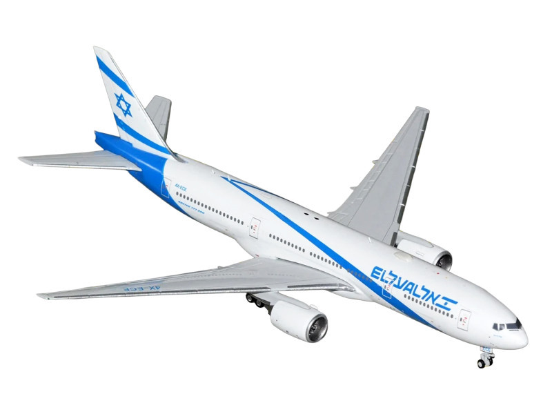 Boeing 777-200ER Commercial Aircraft "El Al Airlines" (4X-ECE) White with Blue Stripes 1/400 Diecast Model Airplane by GeminiJets