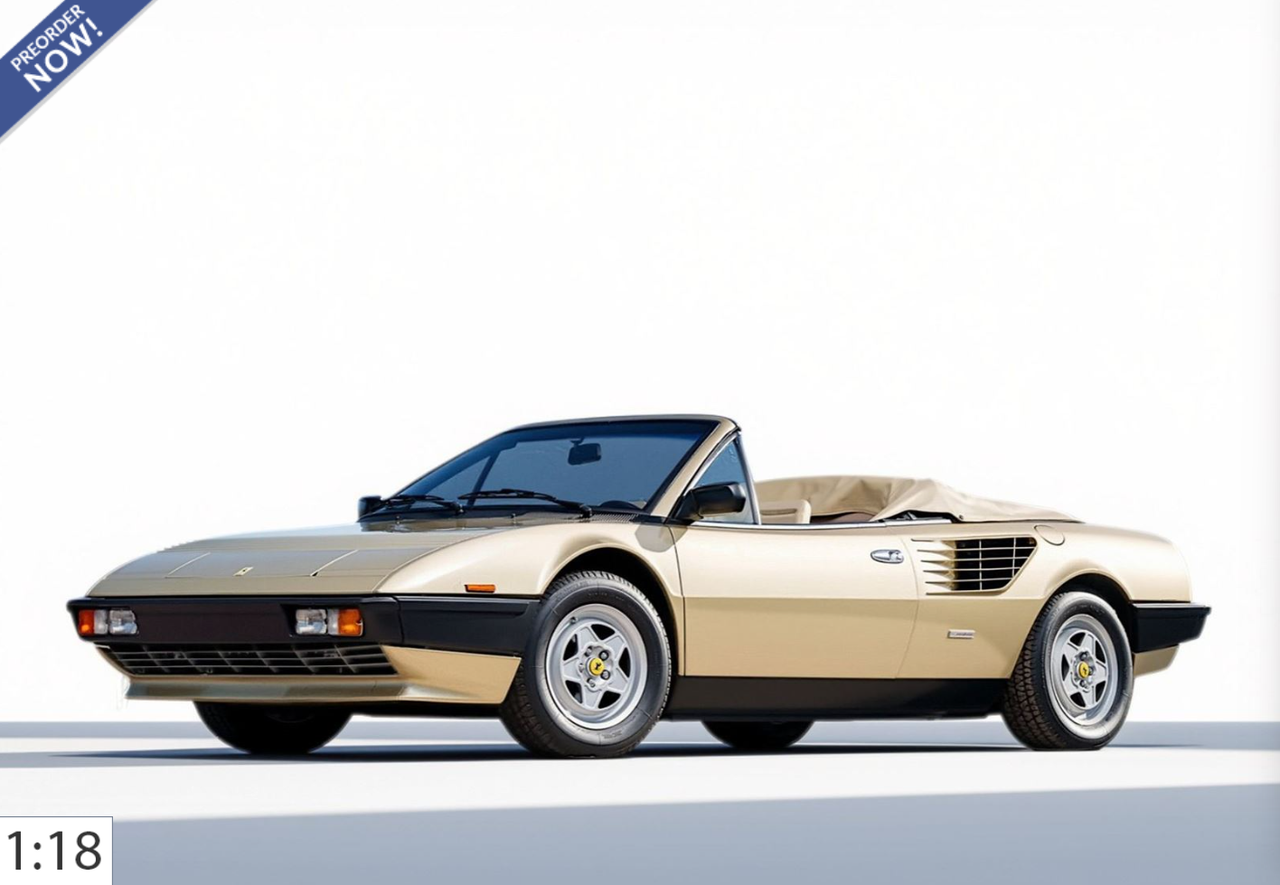 1/18 BBR Ferrari Mondial Quattrovalvole Cabriolet (Oro Chiaro Light Champagne with Cream Interiors) Car Model