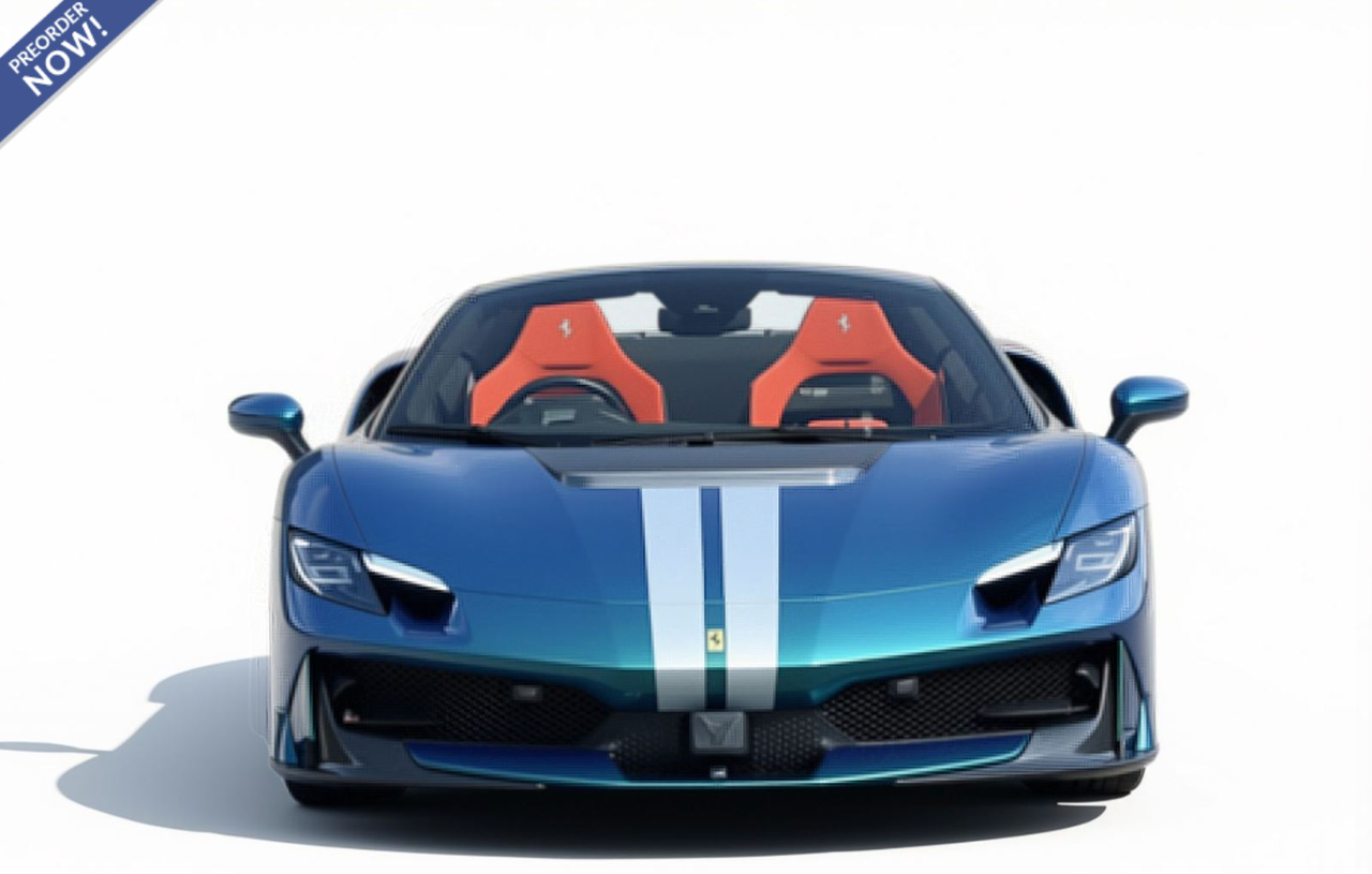 1/18 BBR Ferrari 296 Speciale A (Blu Capri Blue with Silver Stripes) Car Model