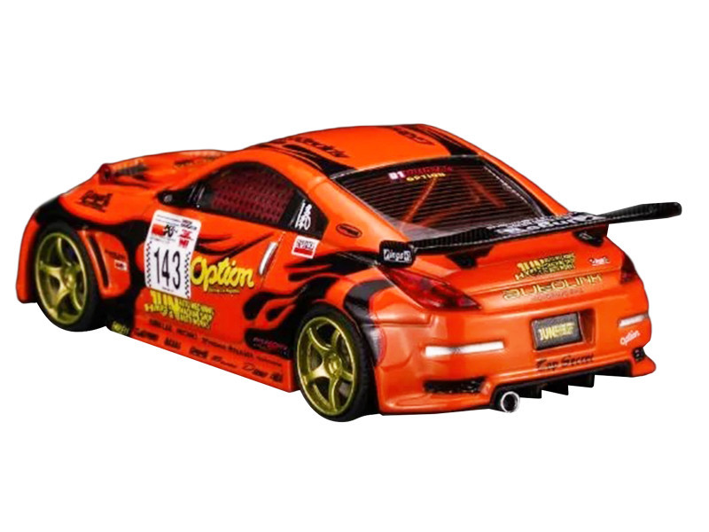 Nissan Fairlady Z RHD (Right Hand Drive) #143 "Option Stream Z" Orange with Graphics 1/64 Diecast Model Car by MotorHelix