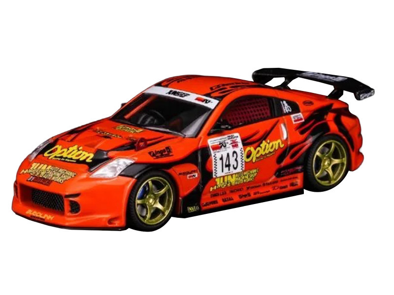 Nissan Fairlady Z RHD (Right Hand Drive) #143 "Option Stream Z" Orange with Graphics 1/64 Diecast Model Car by MotorHelix